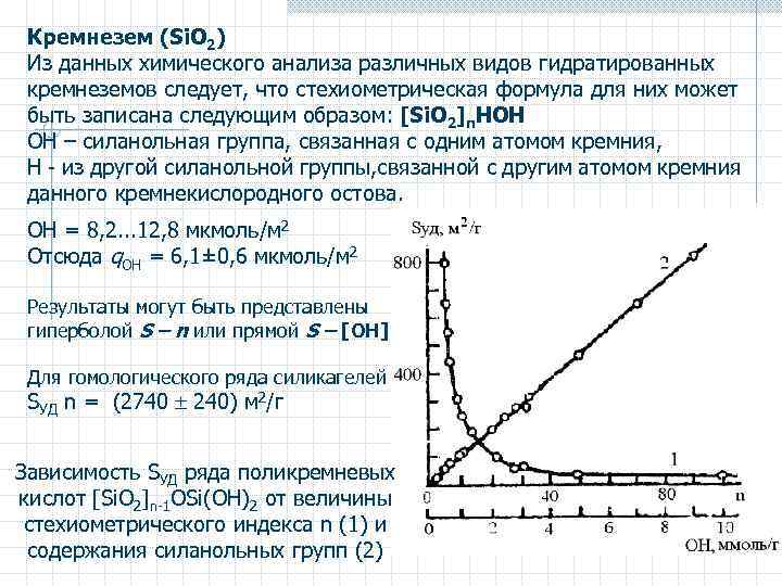 Кремнезем (Si. O 2) Из данных химического анализа различных видов гидратированных кремнеземов следует, что