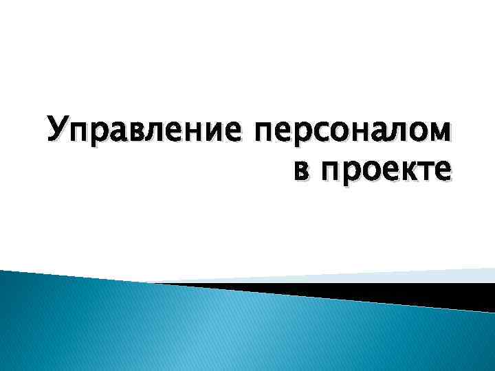 Управление персоналом в проекте 