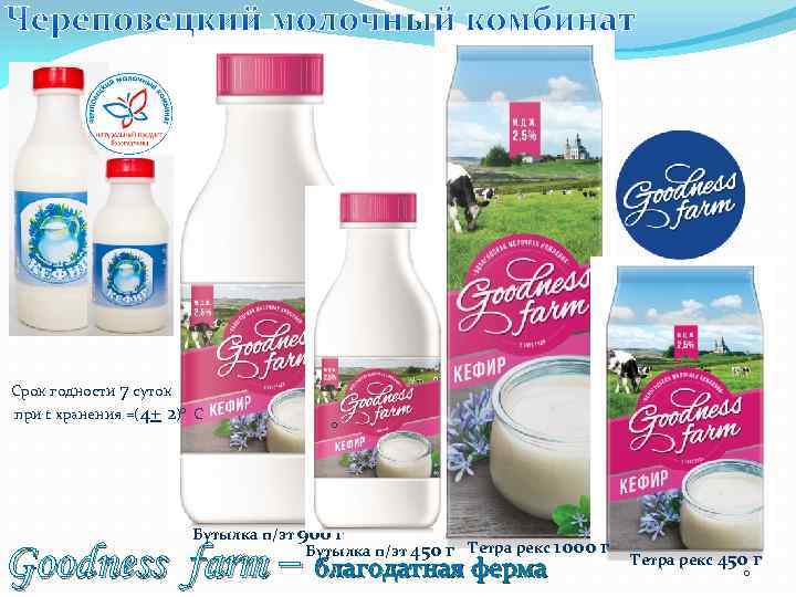 Срок годности 7 суток при t хранения =(4+ 2)о С о Бутылка п/эт 900