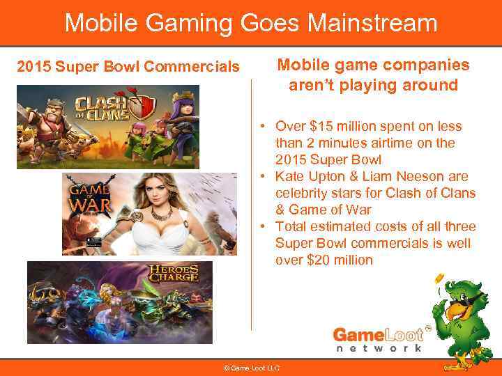 Mobile Gaming Goes Mainstream 2015 Super Bowl Commercials Mobile game companies aren’t playing around