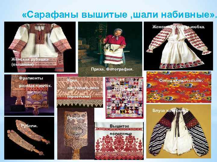  «Сарафаны вышитые , шали набивные» . Женская рубашка июбка. Женская рубашка (вышивка) Фрагменты