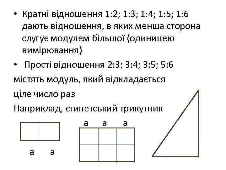  • Кратні відношення 1: 2; 1: 3; 1: 4; 1: 5; 1: 6