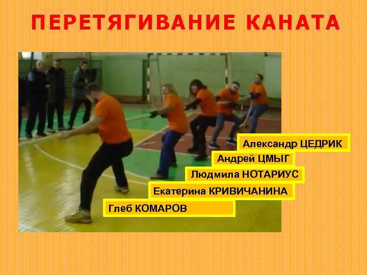 ПЕ РЕТЯГИВАНИЕ К АНАТА Александр ЦЕДРИК Андрей ЦМЫГ Людмила НОТАРИУС Екатерина КРИВИЧАНИНА Глеб КОМАРОВ