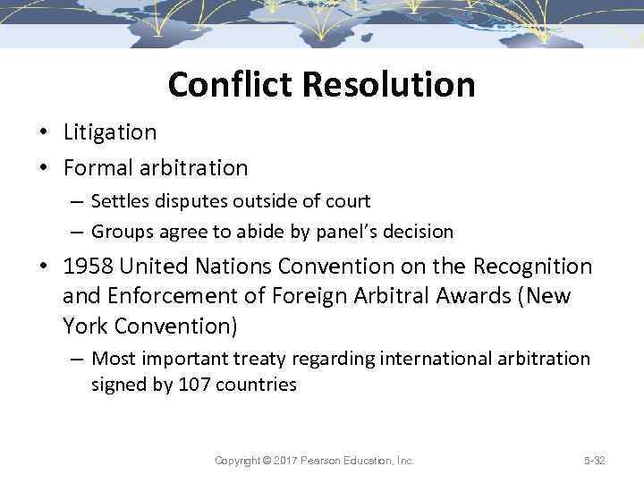 Conflict Resolution • Litigation • Formal arbitration – Settles disputes outside of court –