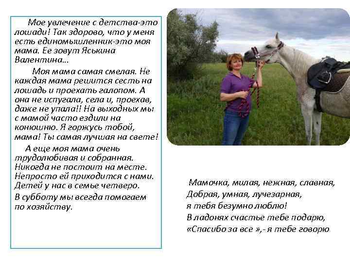 Мое увлечение с детства-это лошади! Так здорово, что у меня есть единомышленник-это моя мама.