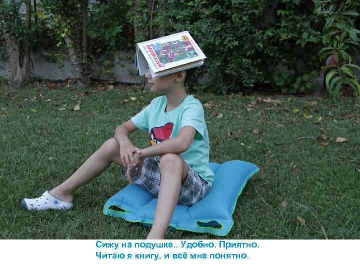 Сижу на подушке. . Удобно. Приятно. Читаю я книгу, и всё мне понятно. 