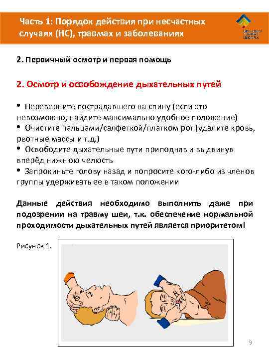 Часть 1: Порядок действия при несчастных случаях (НС), травмах и заболеваниях 2. Первичный осмотр