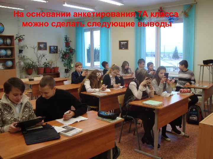 На основании анкетирования 7 А класса можно сделать следующие выводы 