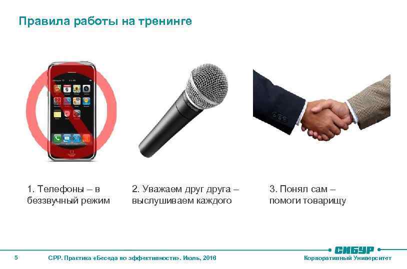 Правила работы на тренинге 1. Телефоны – в беззвучный режим 5 2. Уважаем друга