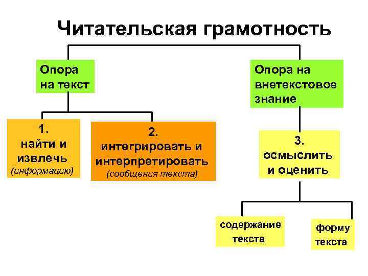 Читательская грамотность Опора на текст 1. найти и извлечь (информацию) Опора на внетекстовое знание
