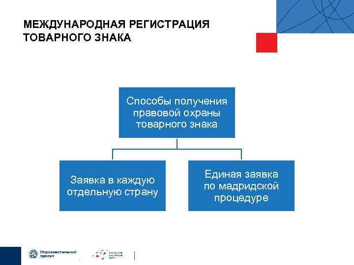 МЕЖДУНАРОДНАЯ РЕГИСТРАЦИЯ ТОВАРНОГО ЗНАКА Способы получения правовой охраны товарного знака Заявка в каждую отдельную