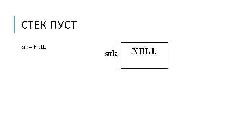 СТЕК ПУСТ stk = NULL; 