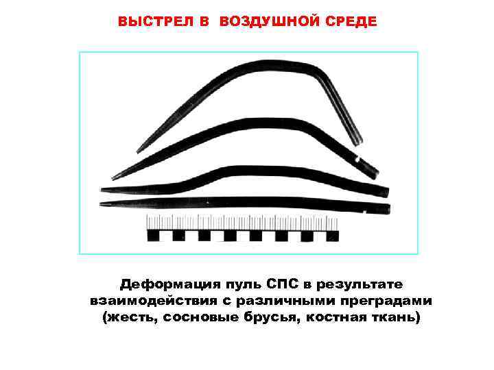 ВЫСТРЕЛ В ВОЗДУШНОЙ СРЕДЕ Деформация пуль СПС в результате взаимодействия с различными преградами (жесть,