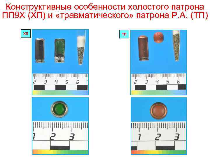 Конструктивные особенности холостого патрона ПП 9 Х (ХП) и «травматического» патрона P. A. (ТП)