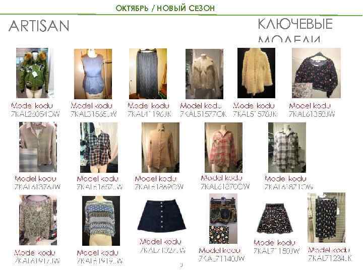 ОКТЯБРЬ / НОВЫЙ СЕЗОН КЛЮЧЕВЫЕ МОДЕЛИ ARTISAN 15 