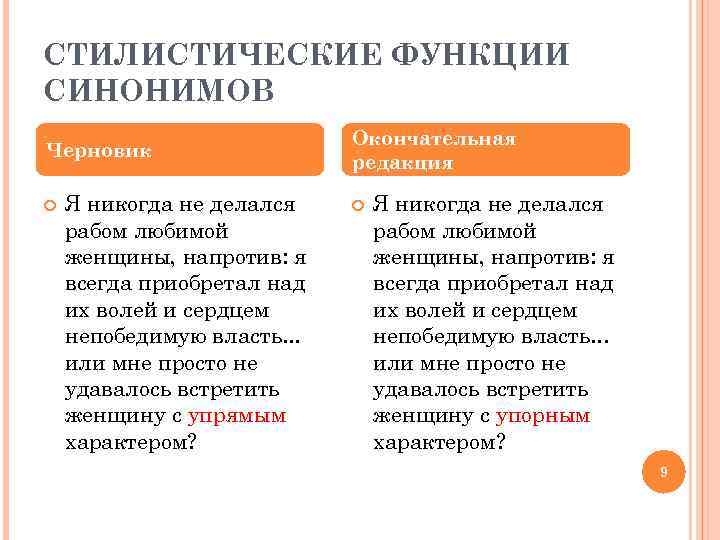 Стилистические функции синонимов в произведениях художественной литературы проект