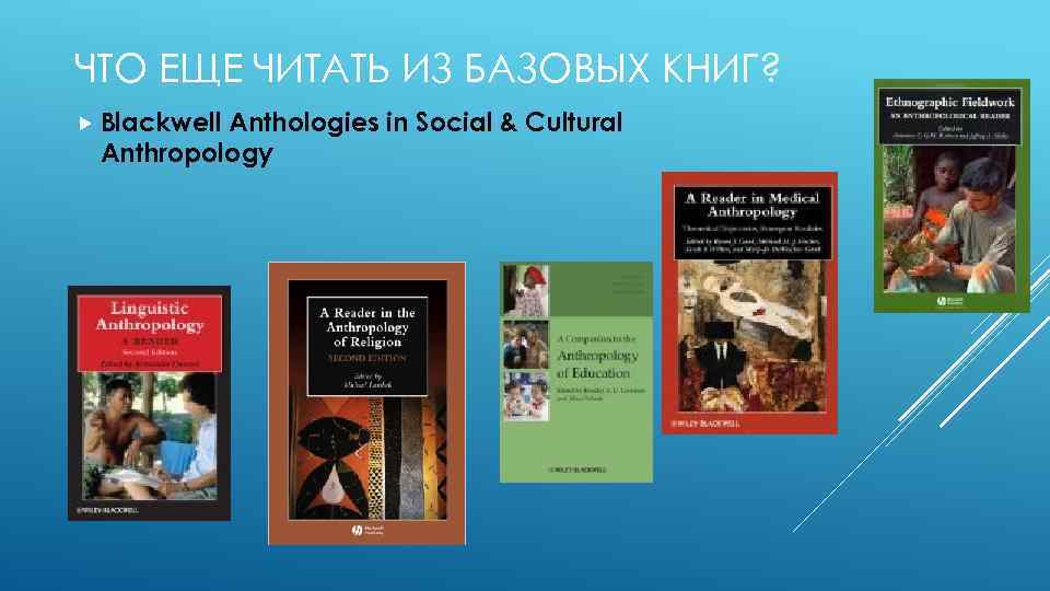 ЧТО ЕЩЕ ЧИТАТЬ ИЗ БАЗОВЫХ КНИГ? Blackwell Anthologies in Social & Cultural Anthropology 