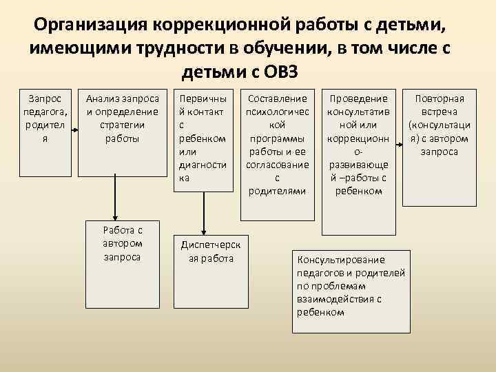 Организация коррекционной работы с детьми, имеющими трудности в обучении, в том числе с детьми