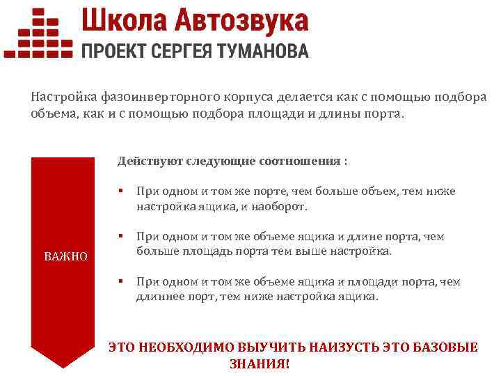 Настройка фазоинверторного корпуса делается как с помощью подбора объема, как и с помощью подбора
