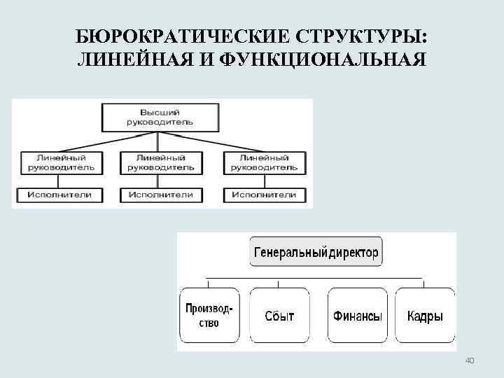 БЮРОКРАТИЧЕСКИЕ СТРУКТУРЫ: ЛИНЕЙНАЯ И ФУНКЦИОНАЛЬНАЯ 40 