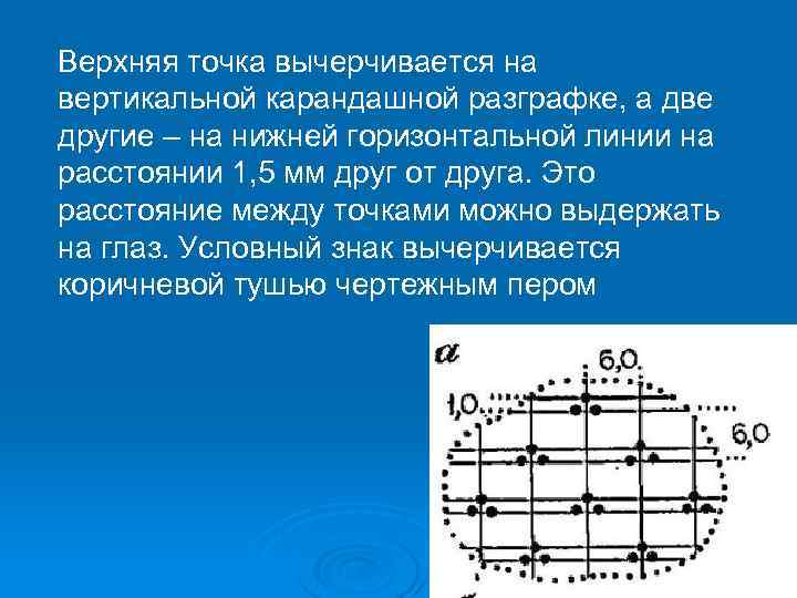 Верхняя точка вычерчивается на вертикальной карандашной разграфке, а две другие – на нижней горизонтальной