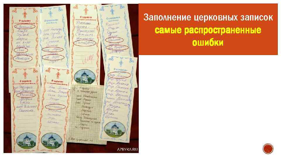 Заполнение церковных записок самые распространенные ошибки 