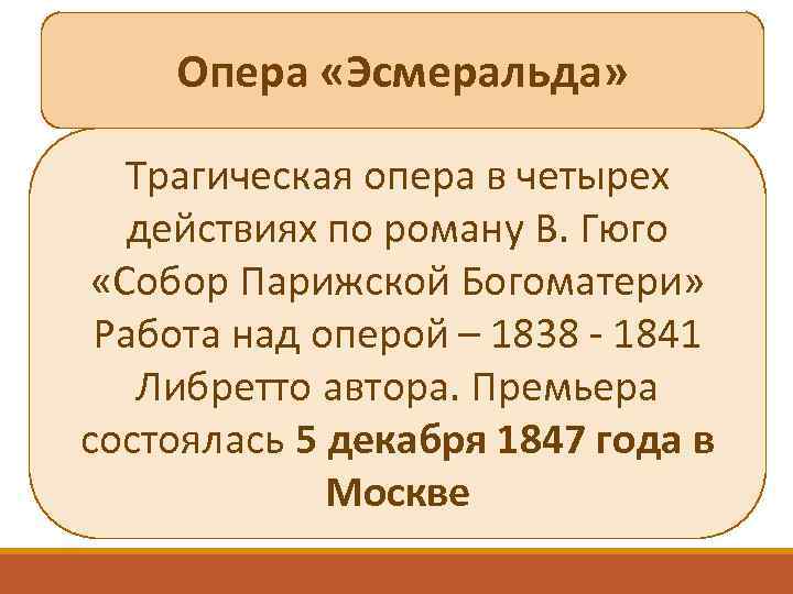 Опера «Эсмеральда» Трагическая опера в четырех действиях по роману В. Гюго «Собор Парижской Богоматери»