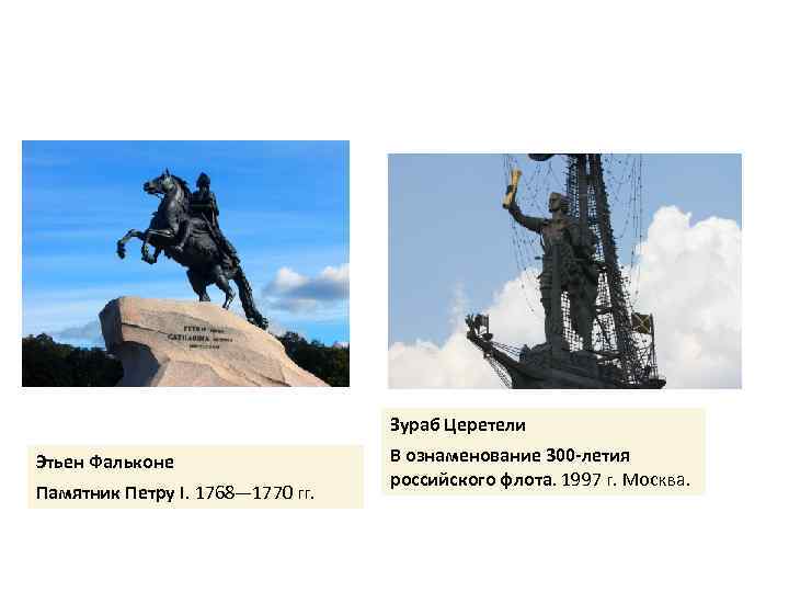Зураб Церетели Этьен Фальконе Памятник Петру I. 1768— 1770 гг. В ознаменование 300 -летия