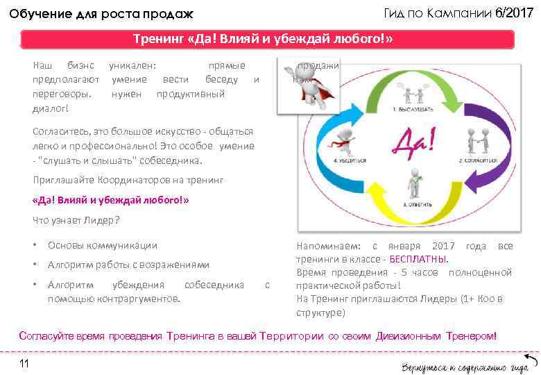 Гид по Кампании 6/2017 Обучение для роста продаж Тренинг «Да! Влияй и убеждай любого!»