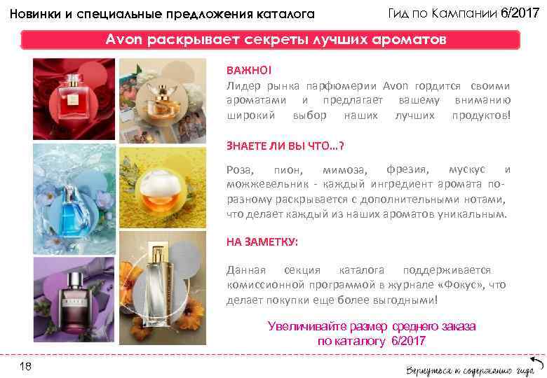 Новинки и специальные предложения каталога Гид по Кампании 6/2017 Avon раскрывает секреты лучших ароматов