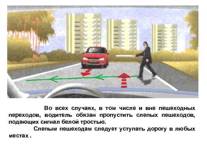  Во всех случаях, в том числе и вне пешеходных переходов, водитель обязан пропустить