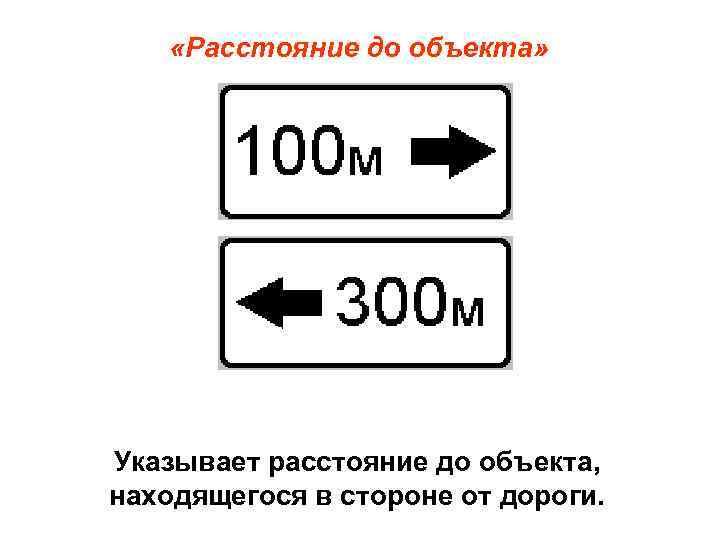  «Расстояние до объекта» Указывает расстояние до объекта, находящегося в стороне от дороги. 