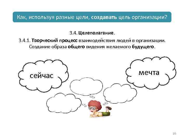 Как, используя разные цели, создавать цель организации? 3. 4. Целеполагание. 3. 4. 1. Творческий