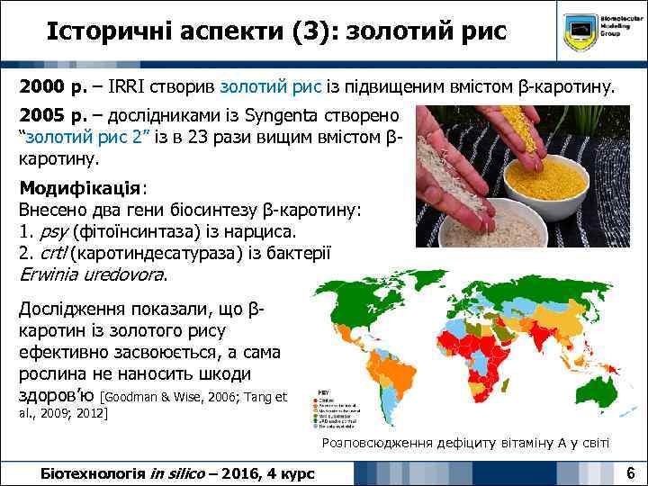 Історичні аспекти (3): золотий рис 2000 р. – IRRI створив золотий рис із підвищеним