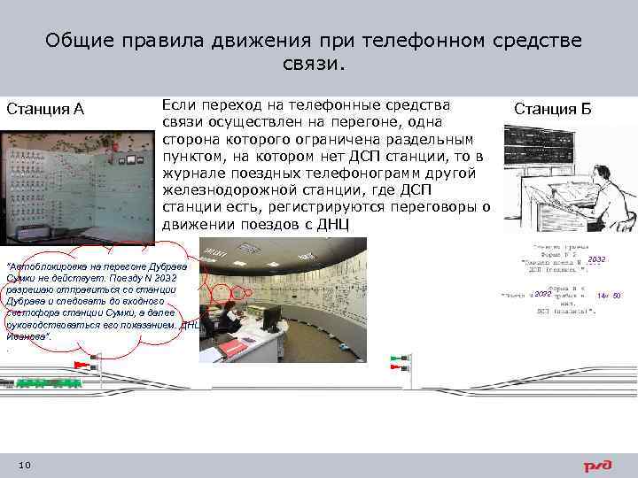 Общие правила движения при телефонном средстве связи. Станция А Если переход на телефонные средства