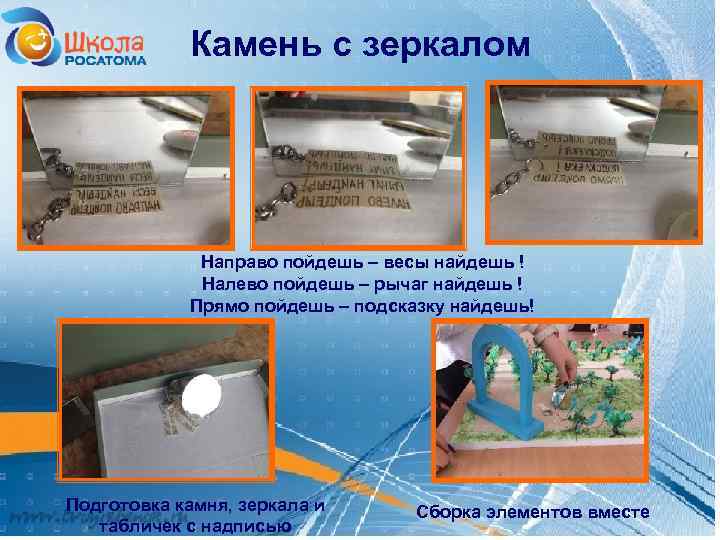 Камень с зеркалом Направо пойдешь – весы найдешь ! Налево пойдешь – рычаг найдешь