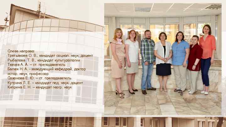 Слева направо: Третьякова О. В. , кандидат социол. наук, доцент Рыбалова Т. В. ,