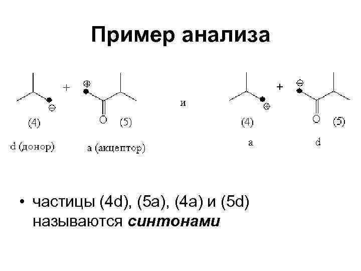 Пример анализа • частицы (4 d), (5 a), (4 a) и (5 d) называются