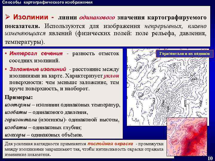 Картографический способ применяемый для изображения непрерывных плавно изменяющихся явлений