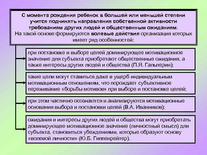 С момента рождения ребенок в большей или меньшей степени учится подчинять направления собственной активности