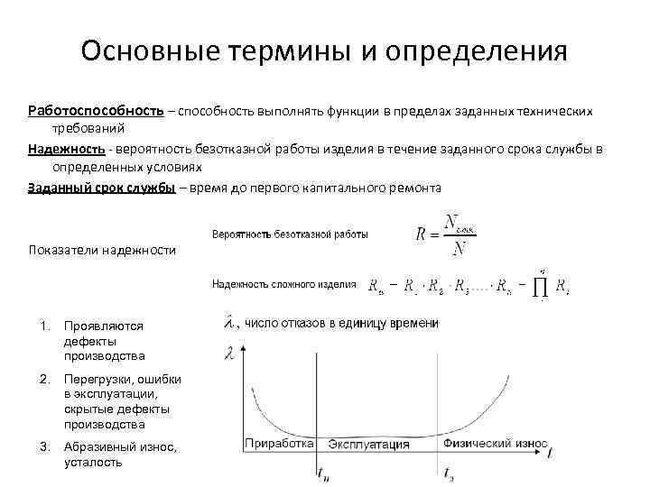 Основные термины и определения Работоспособность – способность выполнять функции в пределах заданных технических требований