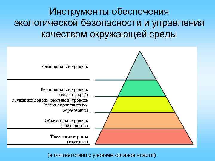Инструменты обеспечения экологической безопасности и управления качеством окружающей среды (в соответствии с уровнем органов