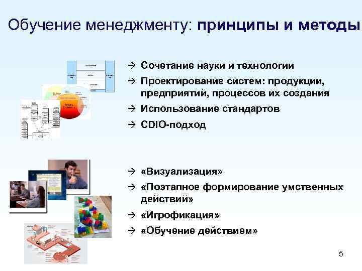 Обучение менеджменту: принципы и методы à Сочетание науки и технологии à Проектирование систем: продукции,