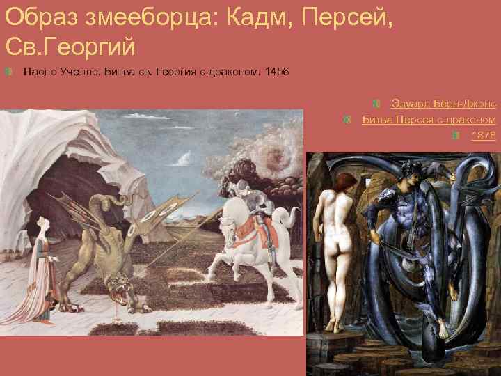 Образ змееборца: Кадм, Персей, Св. Георгий Паоло Учелло. Битва св. Георгия с драконом. 1456