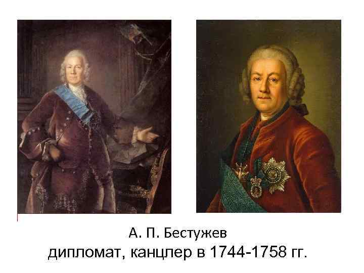 А. П. Бестужев дипломат, канцлер в 1744 -1758 гг. 