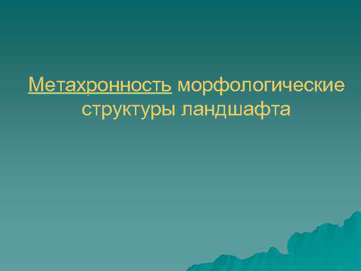 Метахронность морфологические структуры ландшафта 