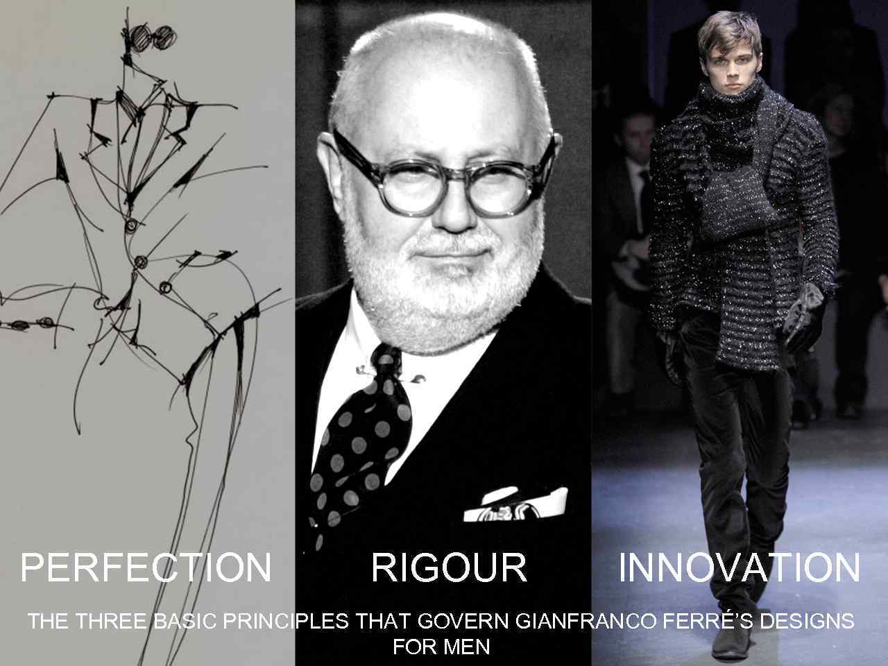 PERFECTION RIGOUR INNOVATION THE THREE BASIC PRINCIPLES THAT GOVERN GIANFRANCO FERRÉ’S DESIGNS FOR MEN