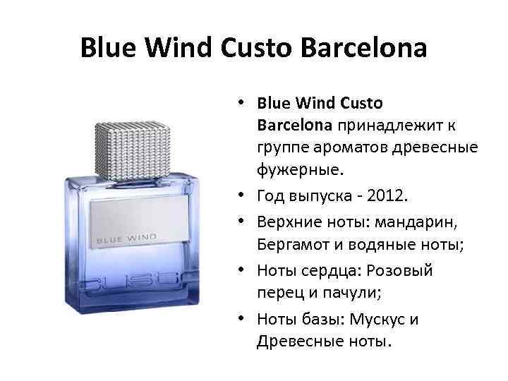 Blue Wind Custo Barcelona • Blue Wind Custo Barcelona принадлежит к группе ароматов древесные