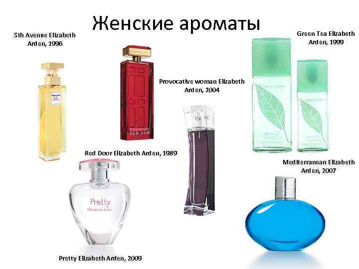 5 th Avenue Elizabeth Arden, 1996 Женские ароматы Green Tea Elizabeth Arden, 1999 Provocative