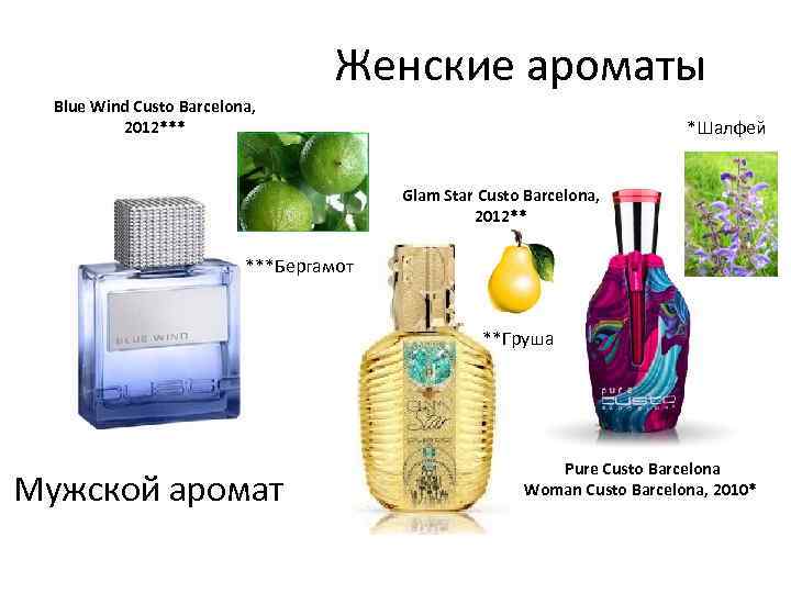 Женские ароматы Blue Wind Custo Barcelona, 2012*** *Шалфей Glam Star Custo Barcelona, 2012** ***Бергамот